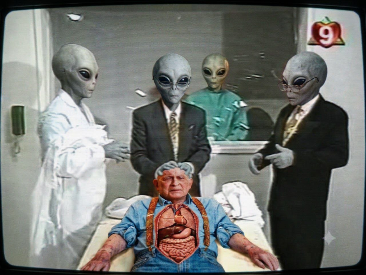 🇦🇷YA EMPEZARON CON LOS MEMES!!!!🤣 👽🛸👽🇮🇱✡🕎🔯🕍🛸👽🛸 a man in a hospital bed with two aliens